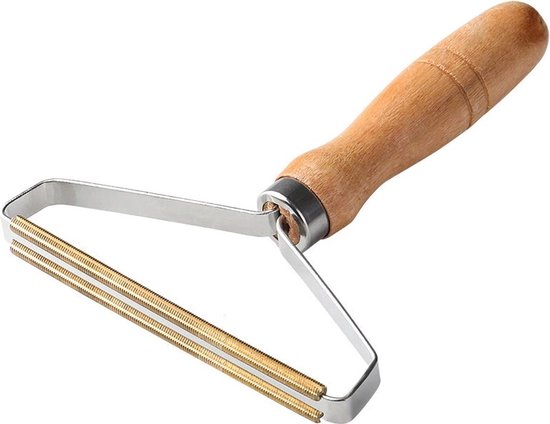 Jumada's Pluizenverwijderaar - RVS - Hout - Koper - ontpluizer - anti haar en Pluisborstel