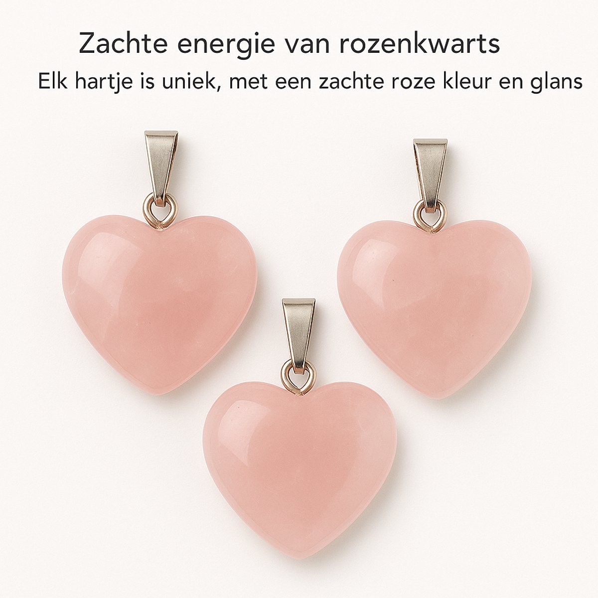 S4H – 3 x Rozenkwarts Hart Hangers (20mm)