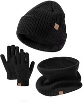 Kunyeah 3Pcs Baby Beanie muts Sjaal Handschoenen Set Infant gebreide muts Winter Warme Handschoenen Toddler nekwarmer voor jongens meisjes 0-3 jaar (DE/NL/SE/PL, Leeftijd, One size, Grijs