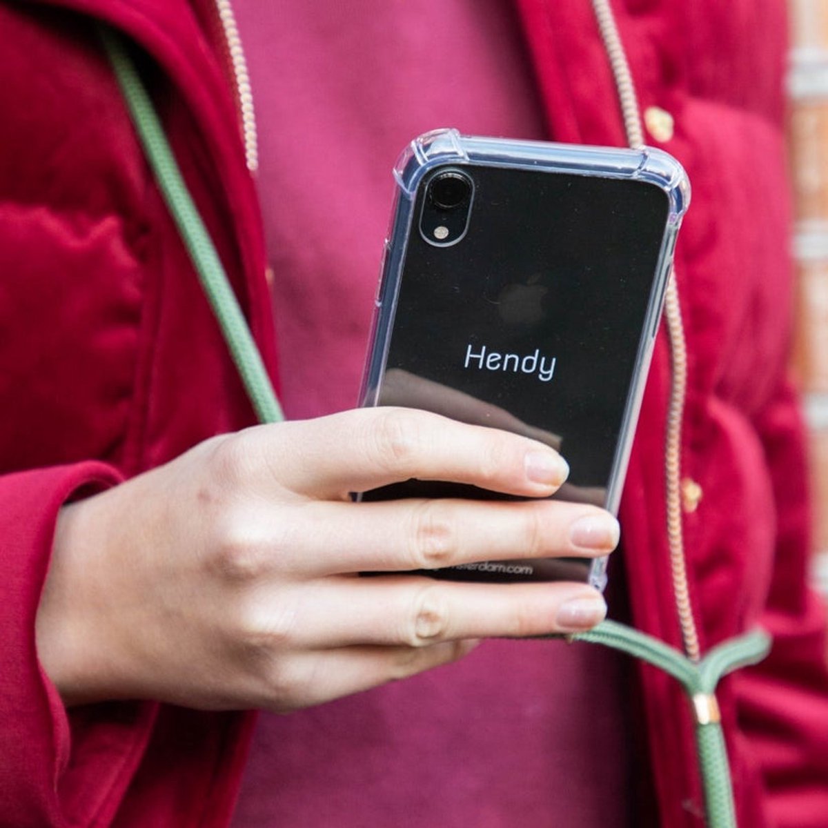 Hendy telefoonhoesje met koord - Classic - Army Green - iPhone 16 Pro