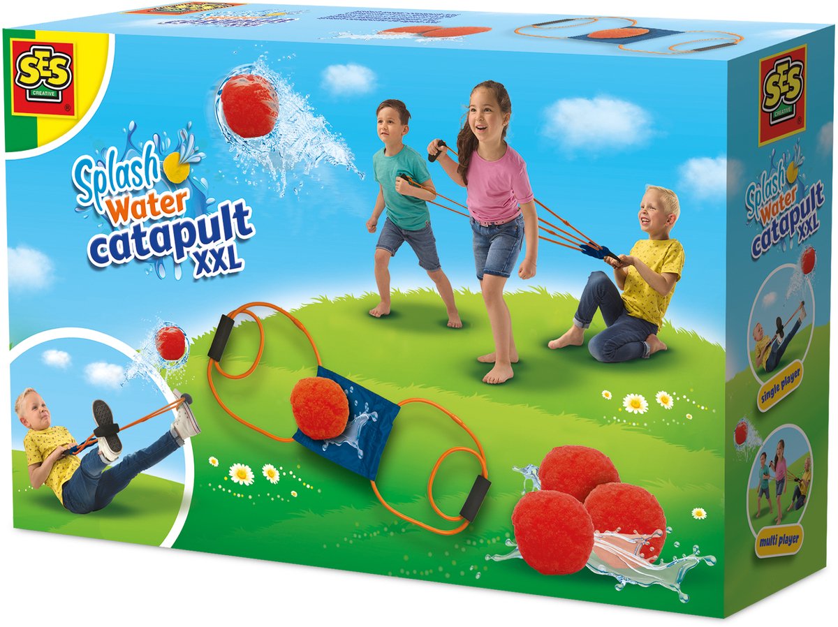 SES Creative - splash water katapult xxl - splashballen schieten - alternatief voor waterballonnen - waterspeelgoed voor kinderen - te gebruiken met 1 of 3 personen