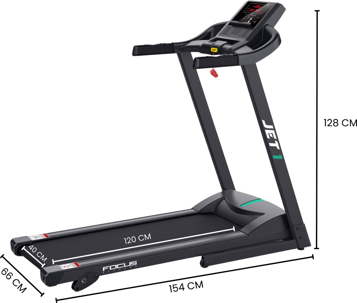 Afbeelding 2 van Focus Fitness Jet 1 iPlus - Loopband - Loopband voor thuisgebruik - Incl. LED-display - 1-13 km/u - Bevat 36 trainingsprogramma's