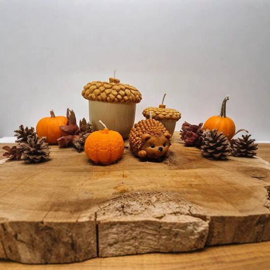 Herfst Kaarsen Set 4-delig - Decoratieve Kaarsen Cadeau | Geurloos