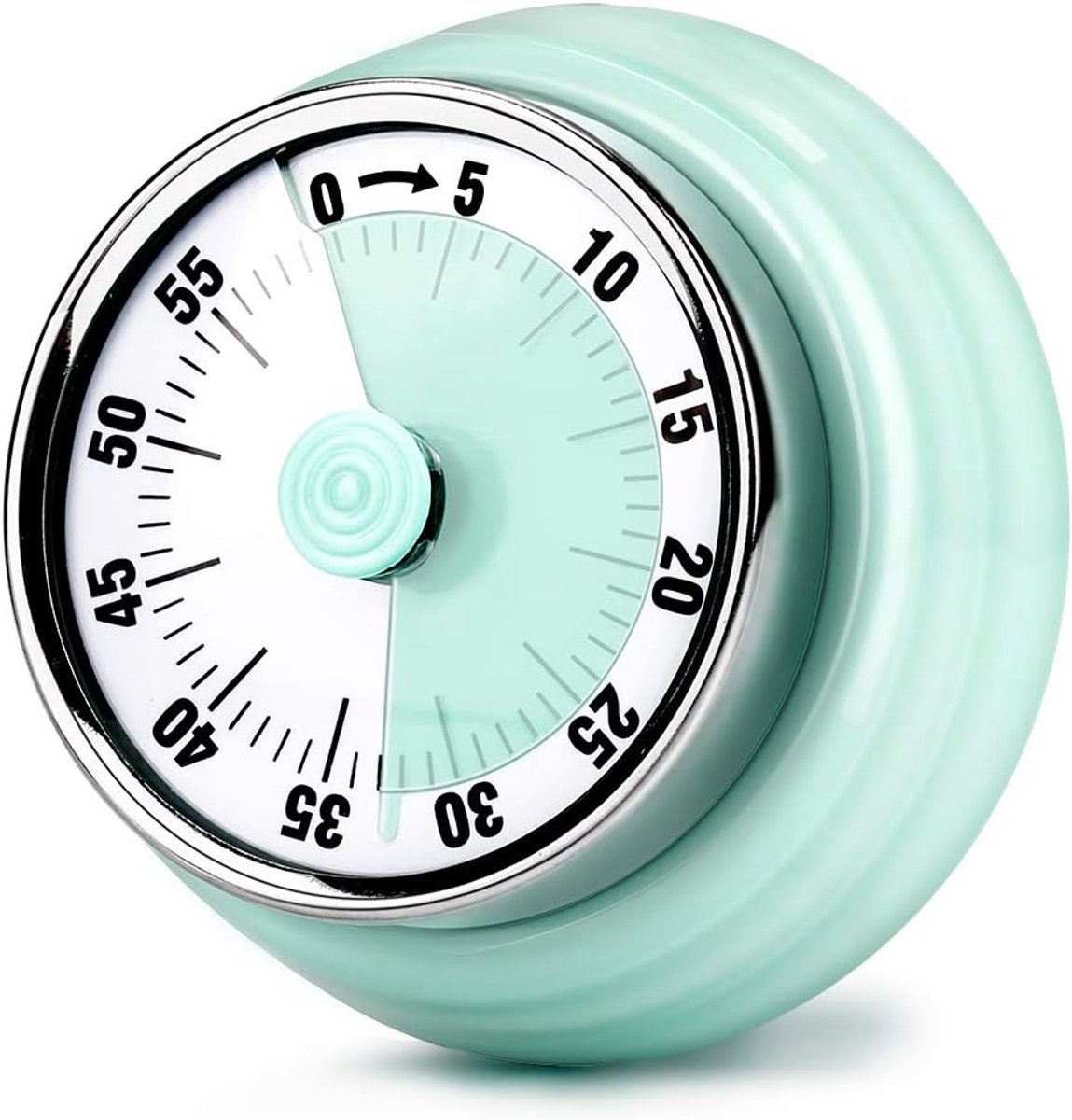 Mechanische Magnetische Timer 60 Minuten – RVS Keukentimer Zonder Batterijen – Visuele Countdown Timer voor Koken, Studie & Spelletjes