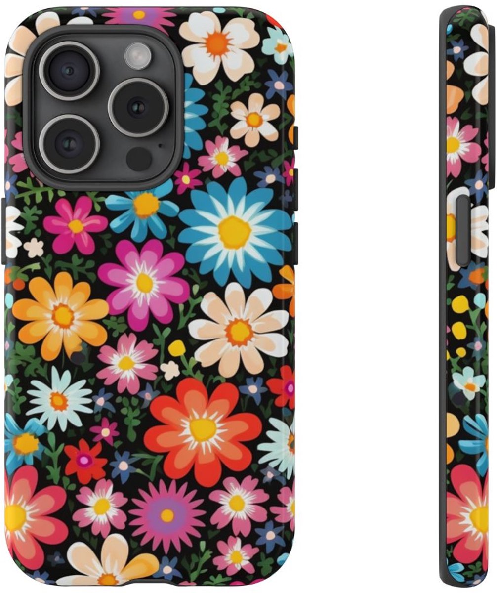 Kleurrijk Bloemenpatroon – Telefoonhoesje Geschikt voor iPhone 15 Pro