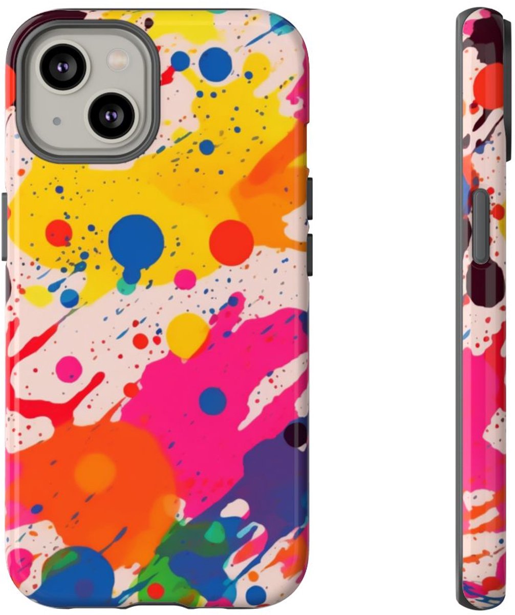 Kleurrijke Verfspatten Abstract Patroon – Telefoonhoesje Geschikt voor iPhone 14