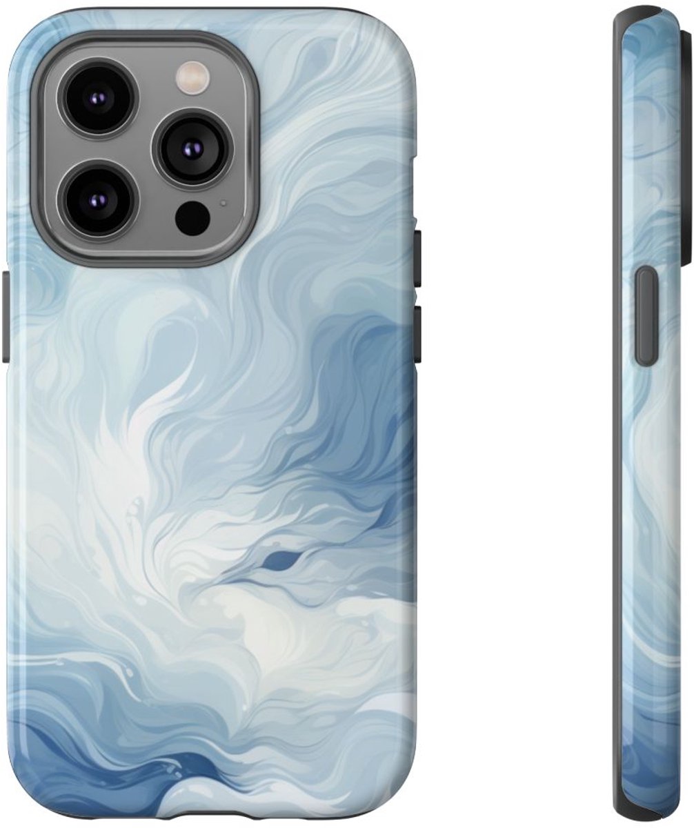 Wervelend IJzig Blauw Abstract Ontwerp – Telefoonhoesje Geschikt voor iPhone 14 Pro