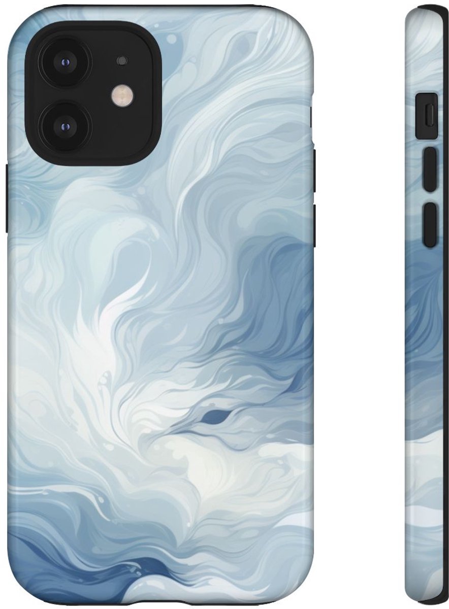 Wervelend IJzig Blauw Abstract Ontwerp – Telefoonhoesje Geschikt voor iPhone 12