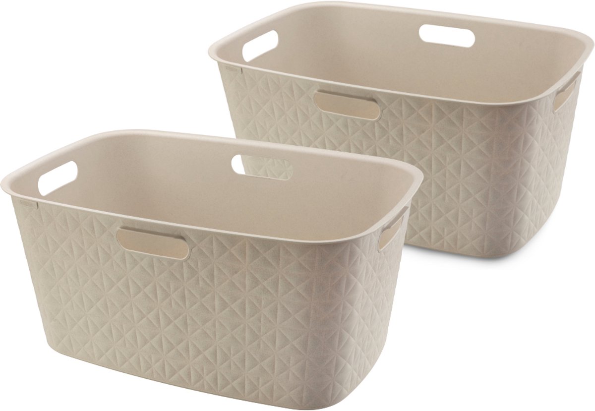 Curver Softex Wasmand - 45 liter - Set van 2 - 57x37x27cm - Beige