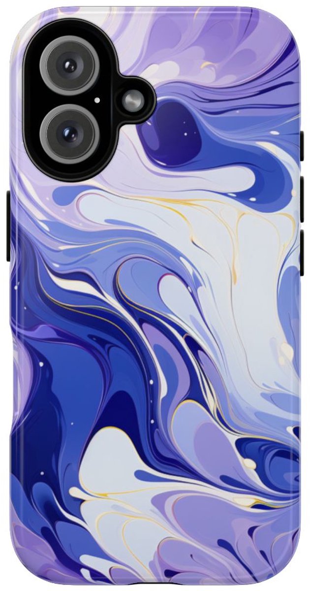 Lavendel en Indigo Gemarmerd Abstract – Telefoonhoesje Geschikt voor iPhone 16