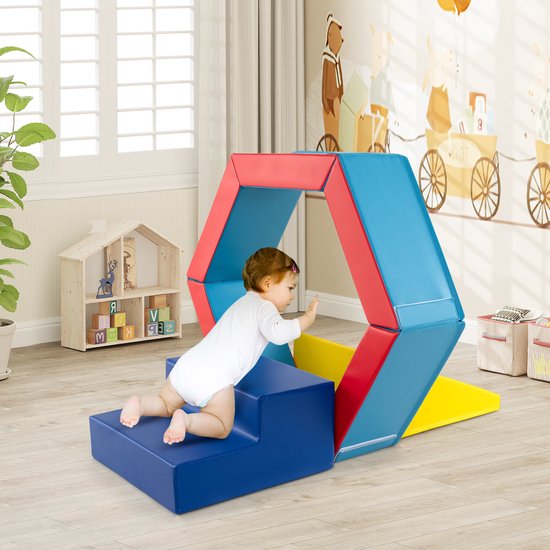 MEOWBABY Foam Building Blocks for Children Baby 4 Elements Soft Building Blocks Playground 195 x 45 cm Velvet Magenta