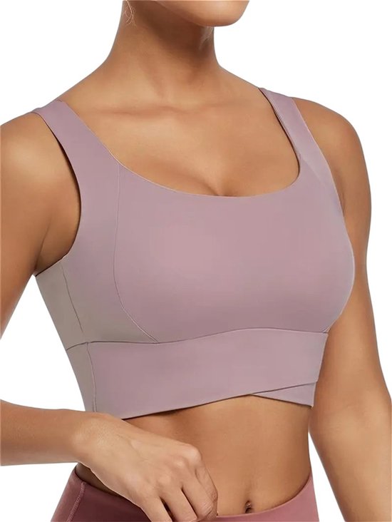 SparkNine Flexaura sportbeha - bestseller - stevige ondersteuning - ingebouwde pads - M - paars - high support - cross design - stijlvol & ademend