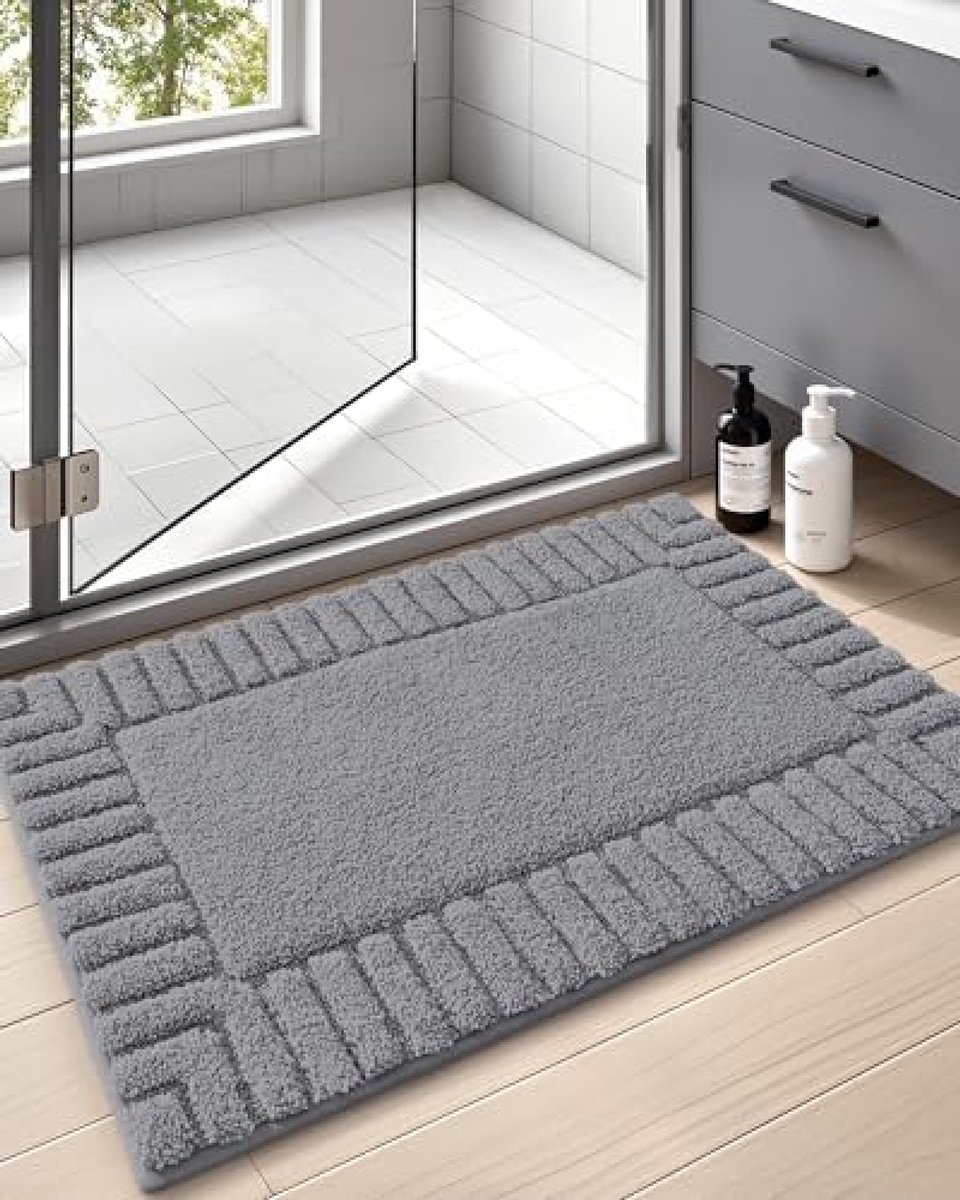 Niet-slip Badmat 60x90 cm Donkergrijs - Absorberende, Wasbare Badkamermat voor Douche, Badkuip en Wastafel - Zachte Antislip Vloermat