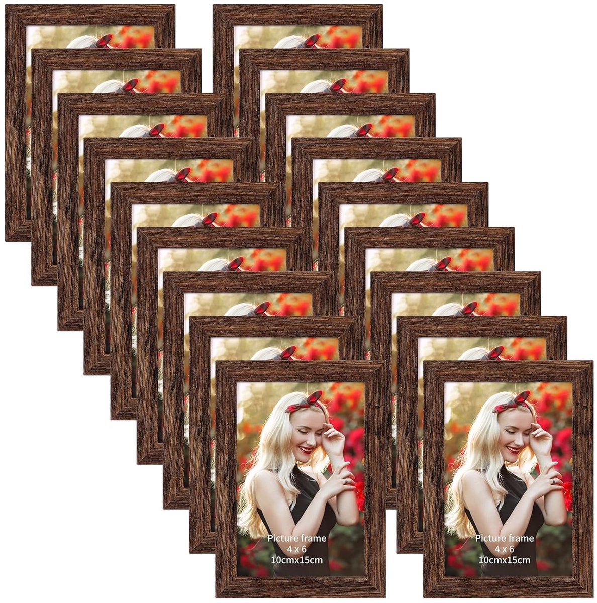 Bruine fotolijsten set - elegant ontwerp - 18 stuks - MDF materiaal