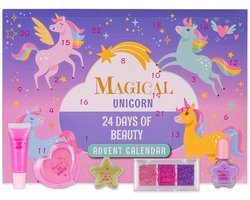 Beauty Meisjes - Unicorn - 24 verrassingen - Make-up Geschenkset Kinderen Dames - Cadeau meisje 3 jaar, 4 jaar, 5 jaar, 6 jaar, 7 jaar, 8 jaar - Roze Eenhoorn cadeautjes - Adventskalender 2026 Make up Kind