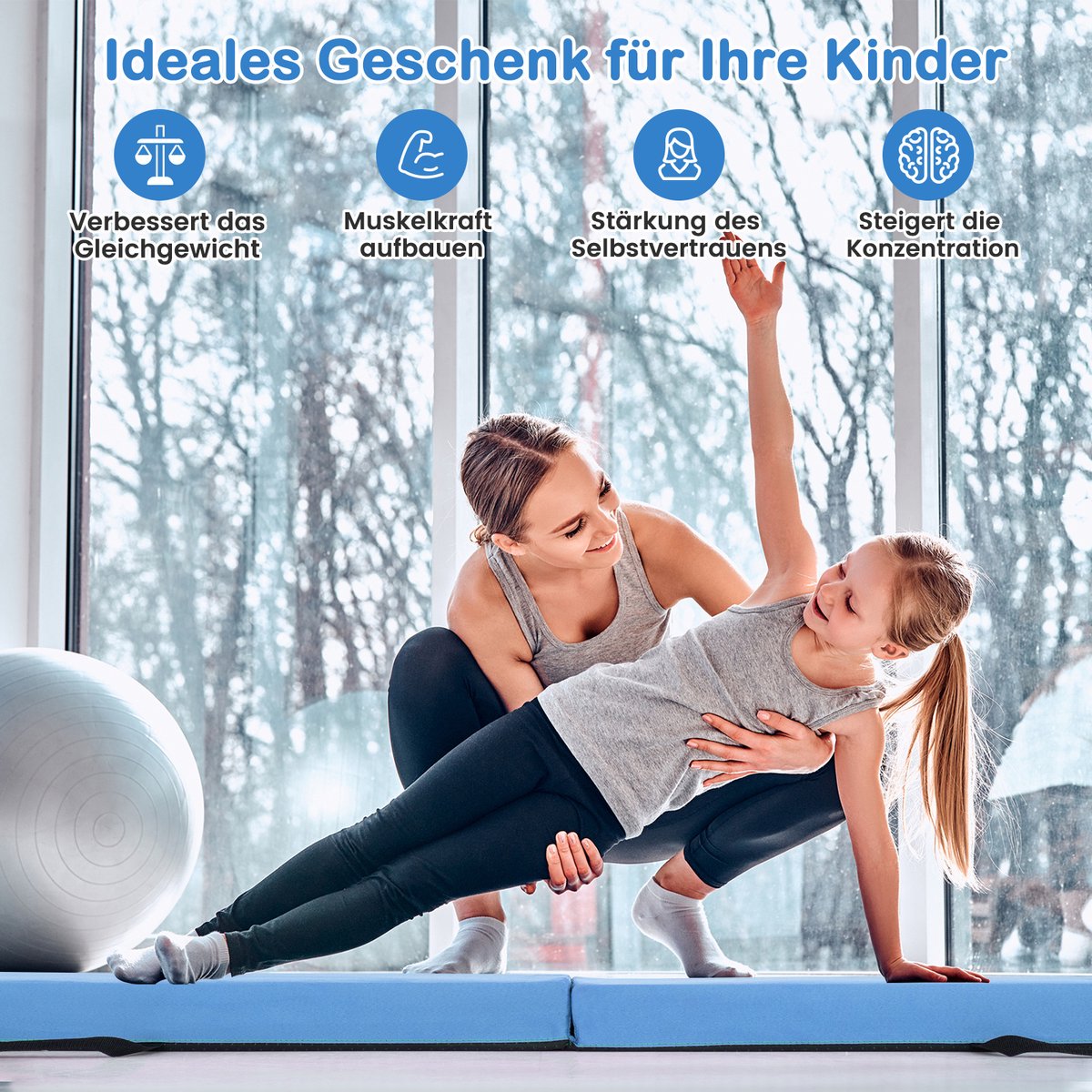 COSTWAY 210 Cm Evenwichtsbalk, Opvouwbare Gymnastiekbalk Evenwichtsbalk Tot 70 Kg Belastbaar Draagbare Balk Met Draaggrepen Gymnastiek Balansbalk Voor Thuis Gymnastiek
