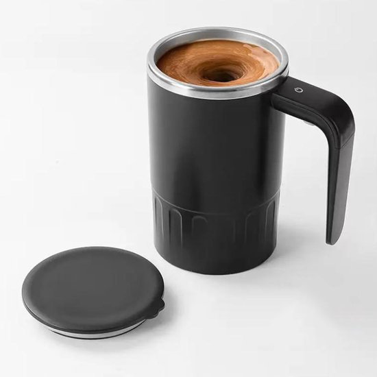 Foto: Koffiekopjes shaker beker elektrische roerkoffiekop thermische isolatie met temperatuurweergave met handvat automatisch roeren roestvrij staal geschikt voor koffie melk en cacao reizen thuisgebruik theekopjes