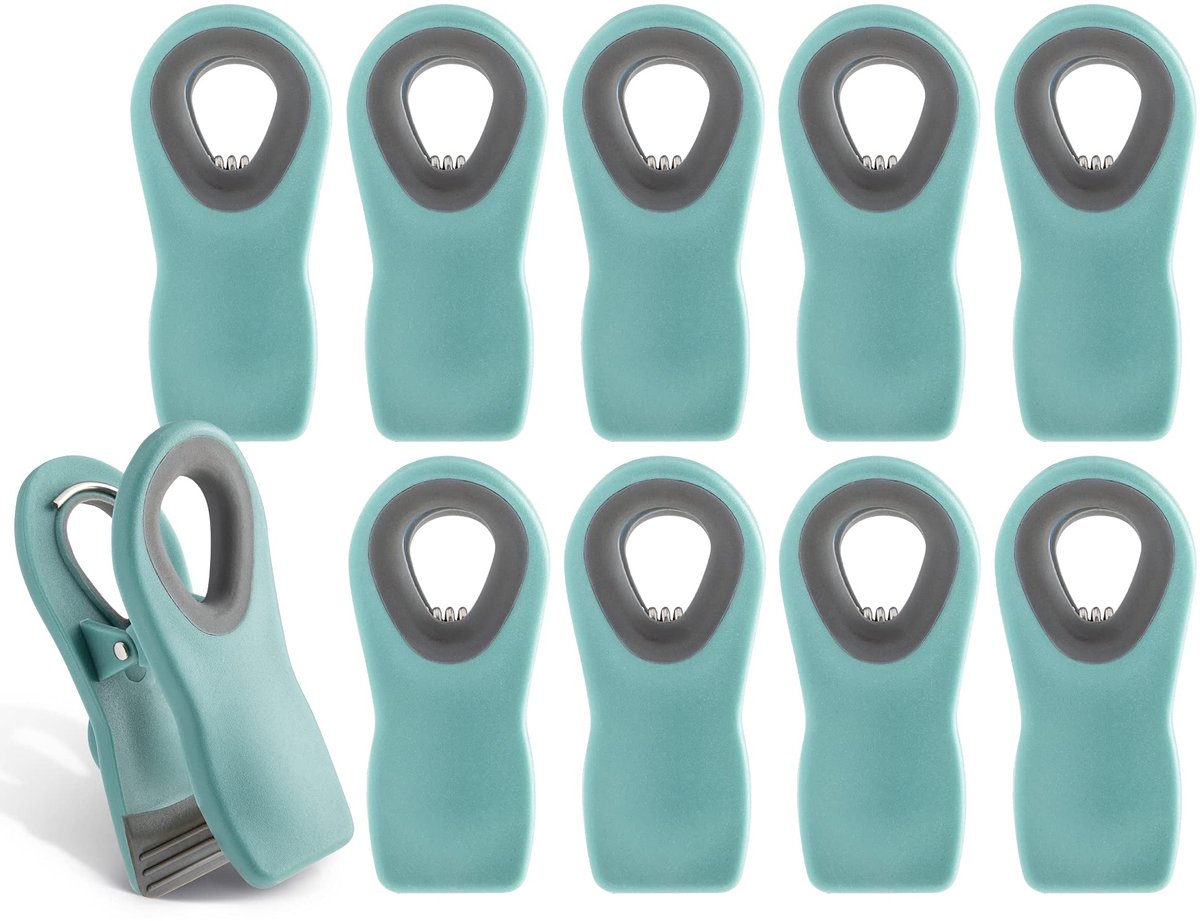 10 stuks magnetische zakclips – luchtdichte food clips voor broodzakken, snackzakken en voedselopslag – sterke grip sluitclips (turquoise)