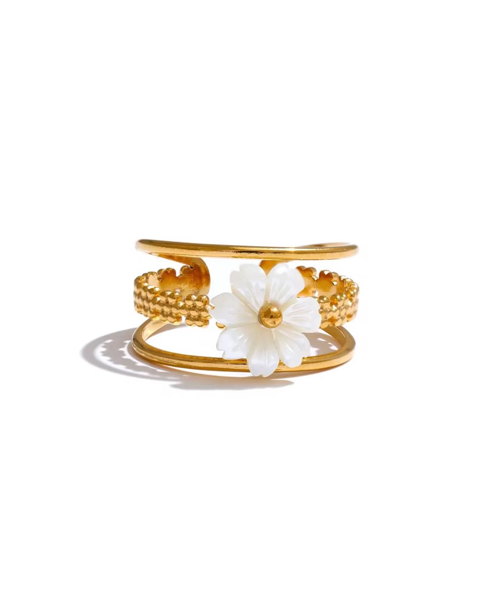 Cliste Couture Ellora Dubbele Ring - Goud Kleurig - Dames Ring - Vrouwen Cadeau - Dames Sieraden - Verstelbaar