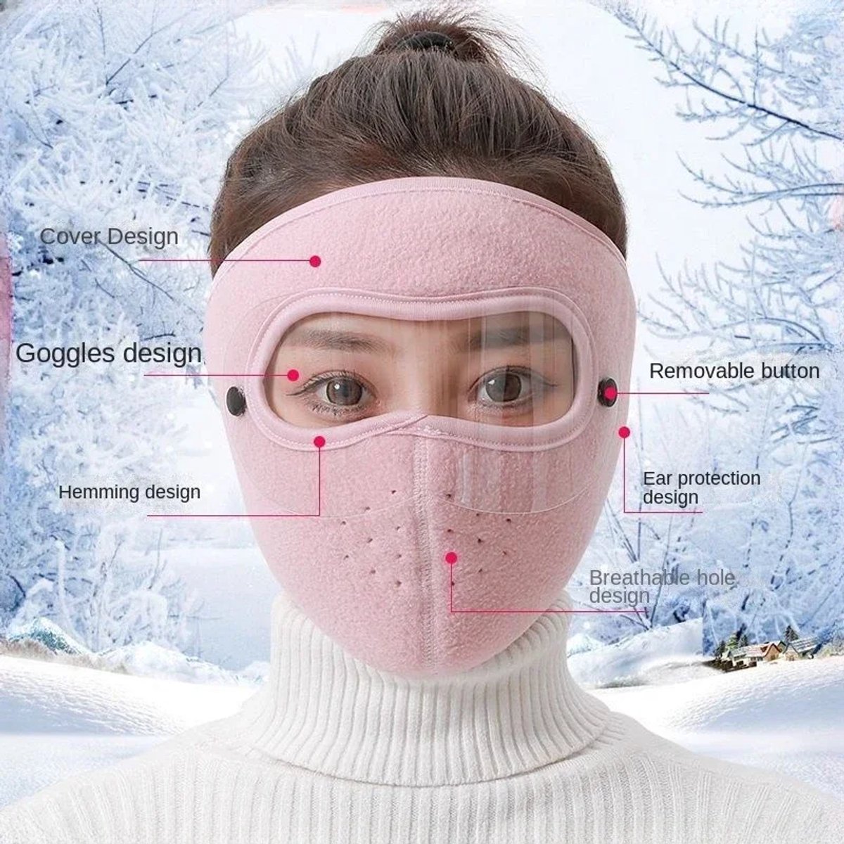 Winddichte Winter Muts met Fleece en Anti-condens Bril – Unisex Ski Masker, Fietsmuts, Warm Gezichtsmasker tegen Kou, Ademend Outdoor Muts voor Wandelen, Skiën & Fietsen