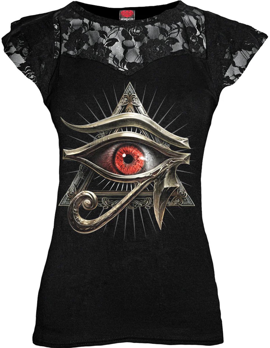 Spiral Evil Eye Dames T-shirt - zwart - XL