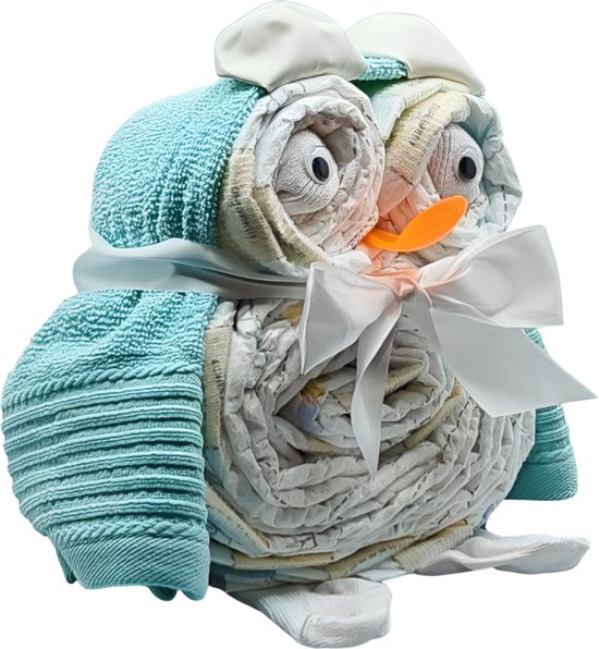 De Zoetebekjes® - Luiertaart - Pampertaart - Kraamcadeau - Uiltjesknapper - Munt Groen — afbeelding 4