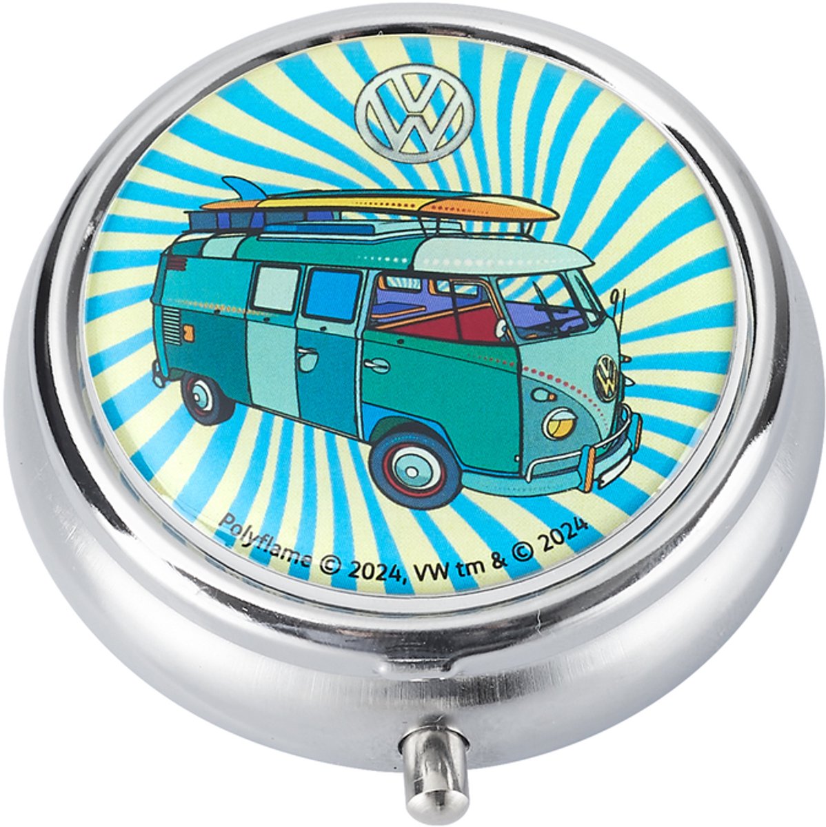 Volkswagen Zak asbak - Draagbaar - Pocket Asbak - Klikslot - Metaal - 5 cm - Turquoise