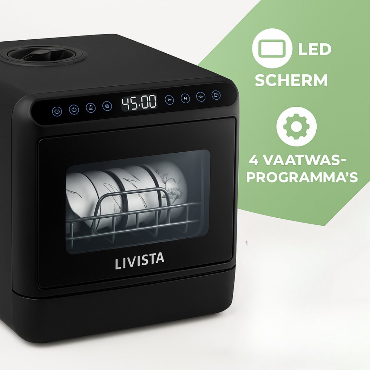 Livista Mini Vaatwasser incl APP - Vaatwasser - Vaatwasser Vrijstaand - Afwasmachine - Camping Vaatwasser - Zwart — afbeelding 3