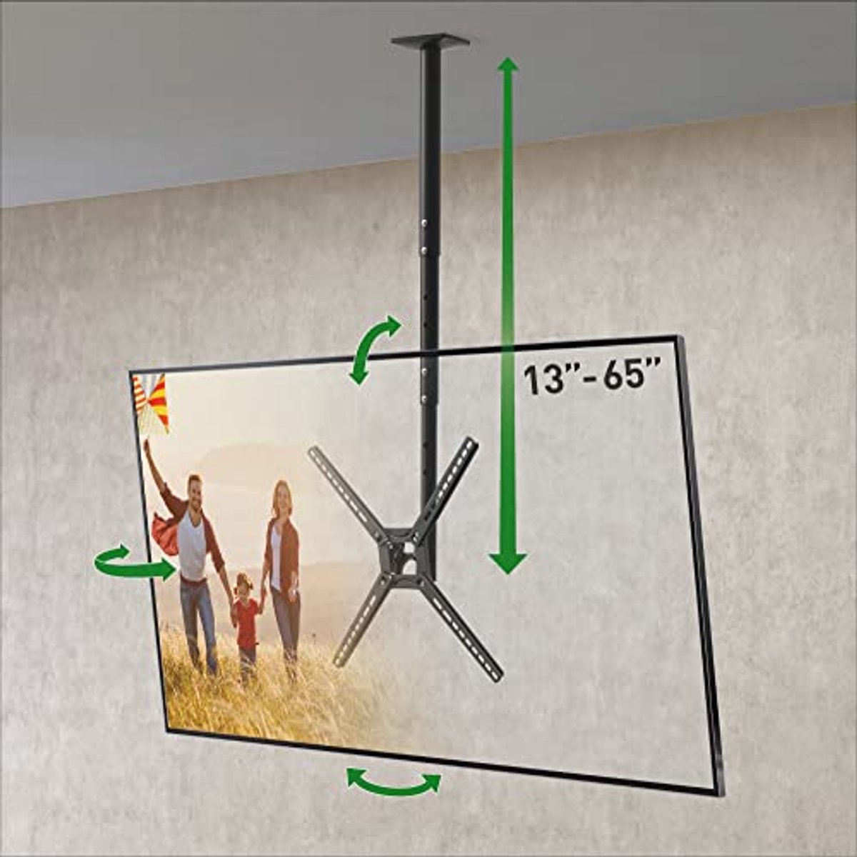 Verstelbare TV Plafondbeugel 97 cm voor 29-65 Inch TV - Tilting/Full Motion en Tot 40 kg