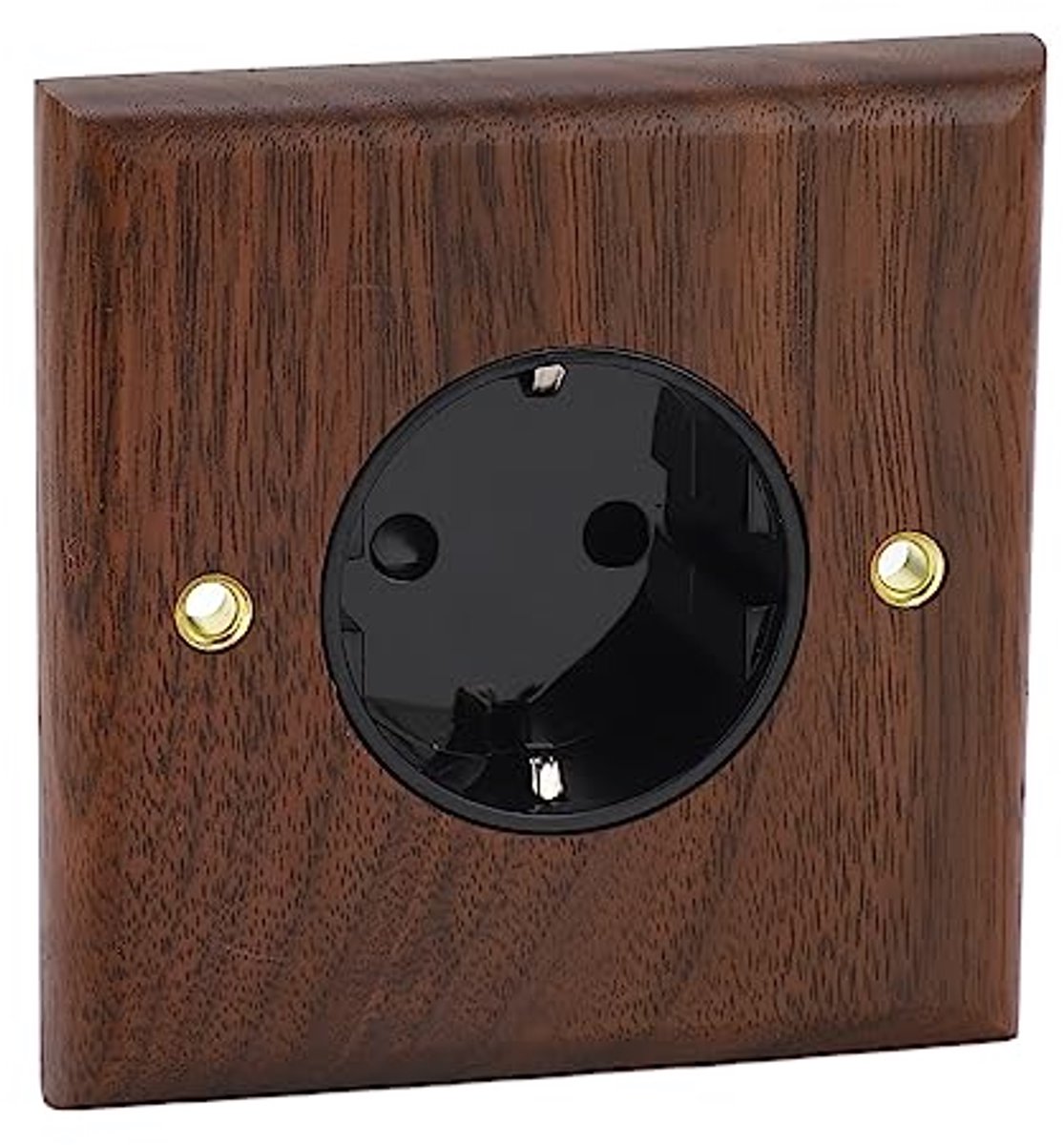 Power Outlet, 250V 50HZ 60HZ 16A EU Standard Power Outlet for Electrical Wall Power Supply, Stylish Black Walnut Wooden in Wall Socket Socket for Home, Office