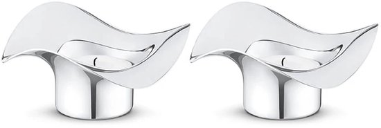Georg Jensen Cobra theelichthouder set van 2 D11cm H5cm mirror