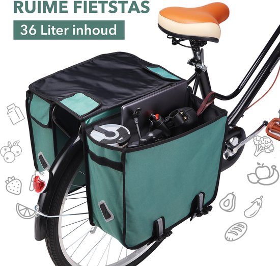 Packaway Dubbele Fietstas - Hoge Zichtbaarheid - Waterdicht - 36 Liter - Sterke Kwaliteit - Ook voor Elektrische Fiets - Groen — afbeelding 4