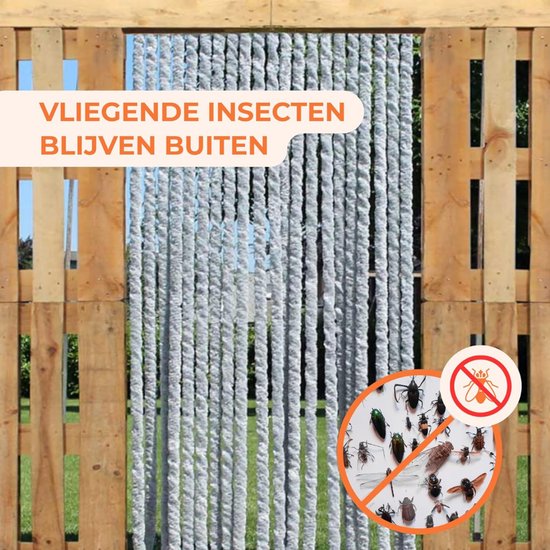 DailySupplies® Vliegengordijn Kattenstaart - Deurgordijn - Hordeur - Grijs — afbeelding 4