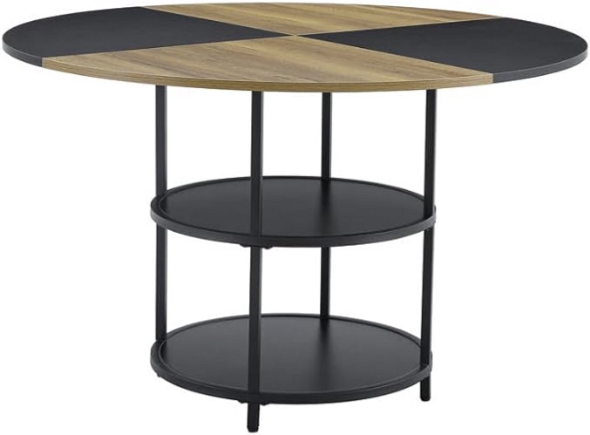 MAZAZU Eettafel - Ronde Keukentafel - Industrieel - Hout - 120x120x75cm