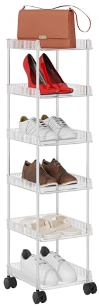 Transparant 6-Tier Schoenenrek voor Optimale Opbergruimte