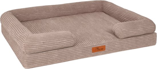 By Cee Cee Orthopedische Hondenmand – Orthopedisch Hondenkussen – Hondenbed – Ribstof - Voor Middelgrote Honden - Mokka Taupe - 108x81cm - Emma