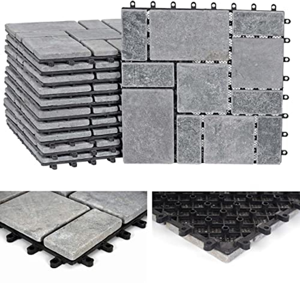 Natuurstenen Vloertegel 30x30 cm voor Balkon en Terras - Donkergrijs
