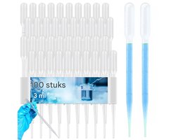 EXCITAT Pipet - Plastic pipet - Gegradueerde pipet - Keukenpipet - Helder - Geschikt voor het overbrengen van essentiële oliën, parfums en diverse vloeistoffen - 3 ml - 100 stuks