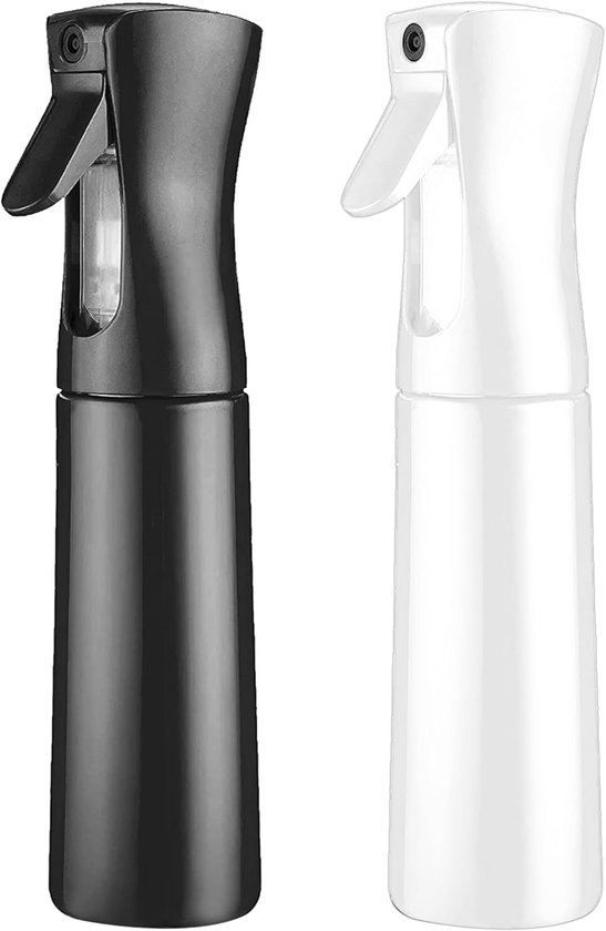 2-delige sprayflesset - voor haar - ultrafijne continue sprayfles - waterverstuiver - drukspuit - haar - planten - kapsalon - huidverzorging - reiniging - 24*6*6cm-300ml-Zwart+Wit