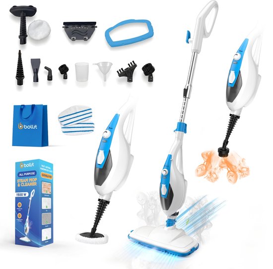 BOLLIT Hoge Druk 2 in 1 Stoomreiniger - Handstomer - 1500W 16 in 1 - Vlekkenreiniger - Voor Alle Vloeren, Bank, Badkamer En Tapijt Reinigen