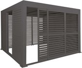 Alu Pergola MCW-L46, paviljoen terrasoverkapping, 6x lamellenpaneel 6x schuifdeuren, 11 cm frame, 3x3 m ~ antraciet