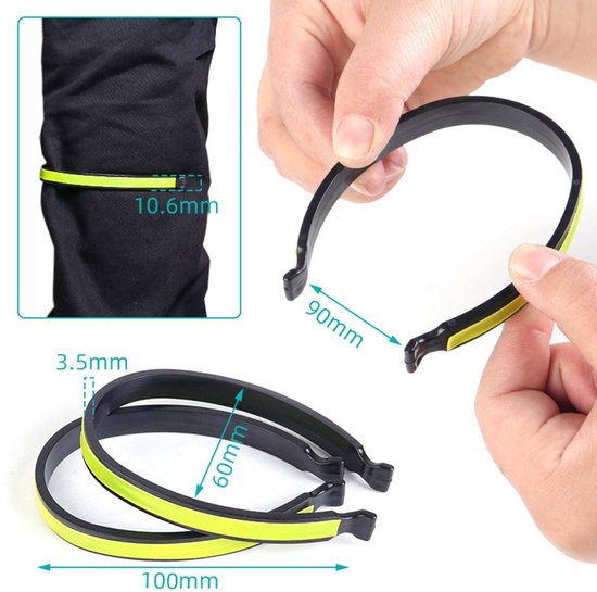 Broekklemmen - 2 Paar - Reflecterende Fietsbroekclip - Universele Fietsbroekclip - Broekklem voor op de Fiets- Geschikt Voor Fietsen in het Donker, Wandelen - Groen & Grijs - StrongFlow — afbeelding 5