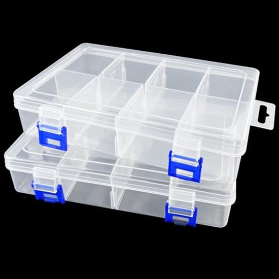 Boîtes de rangement à 8 grands compartiments - Set de 2