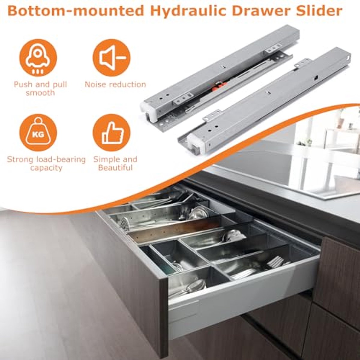 Uittrekbare Laderails 30 cm met Softclose - Zware Belasting Vloermontage