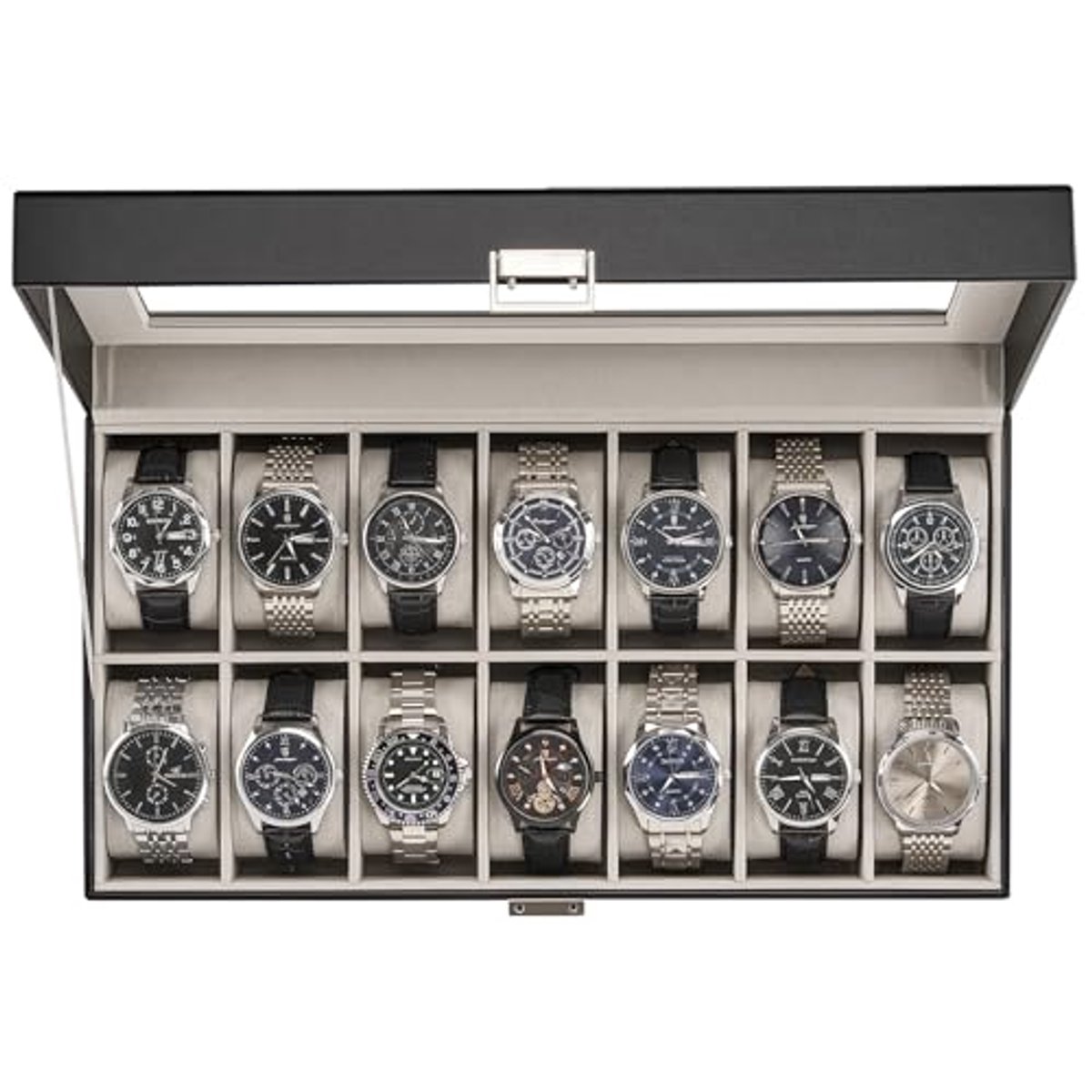 Organisator voor Horloges met 14 Compartimenten - Multifunctionele Opbergdoos voor Sieraden en Horloges - Cadeau voor Mannen en Vrouwen
