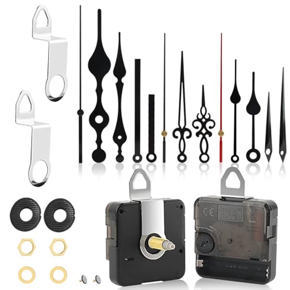 Geruisloos uurmechanisme met 5 sets wijzers voor doe-het-zelf wandklokken