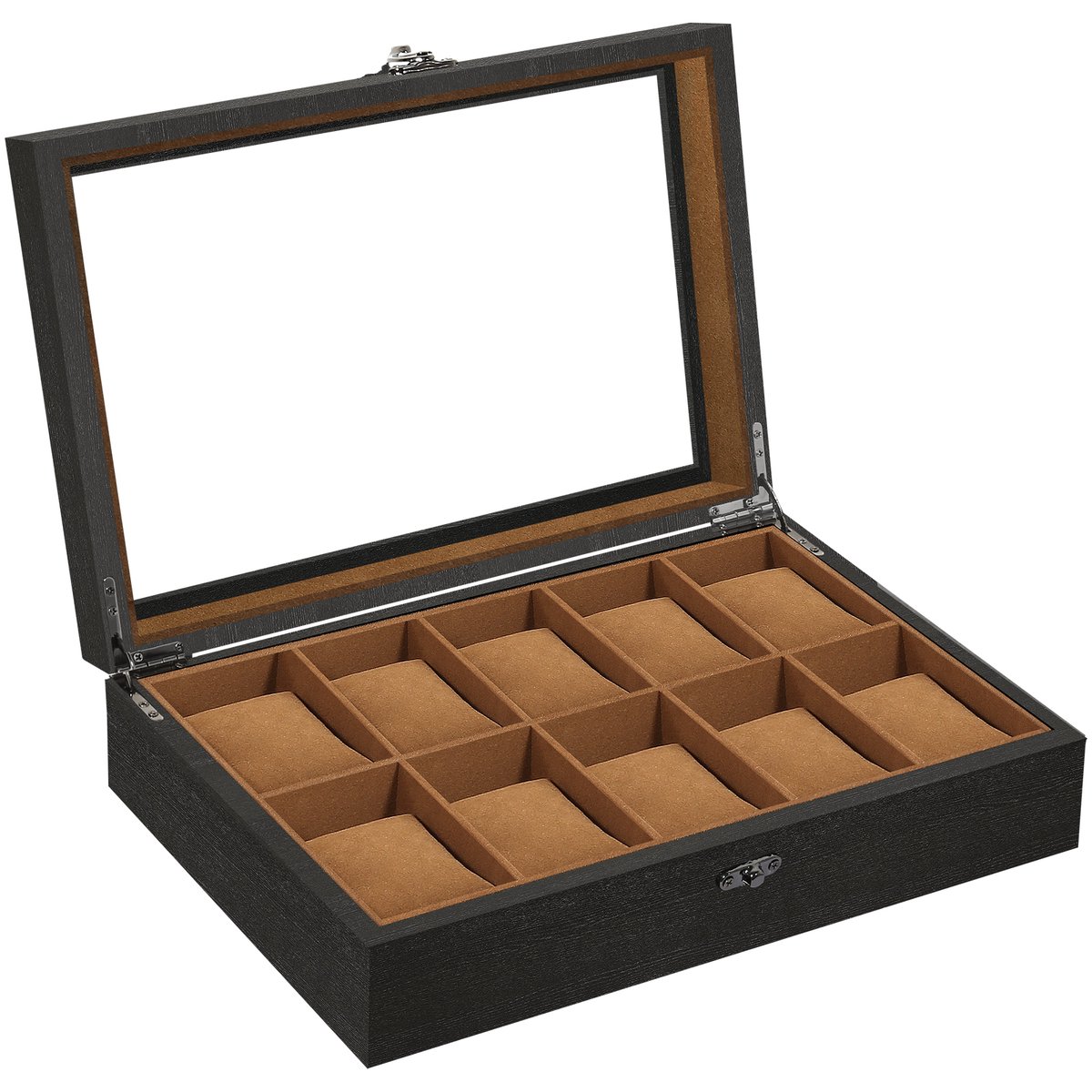 Uten Luxe horloge doos - horlogebox hout Heren Dames - 10 vakken - Horlogedoos - Sieradendoos - Zwart | Bruin