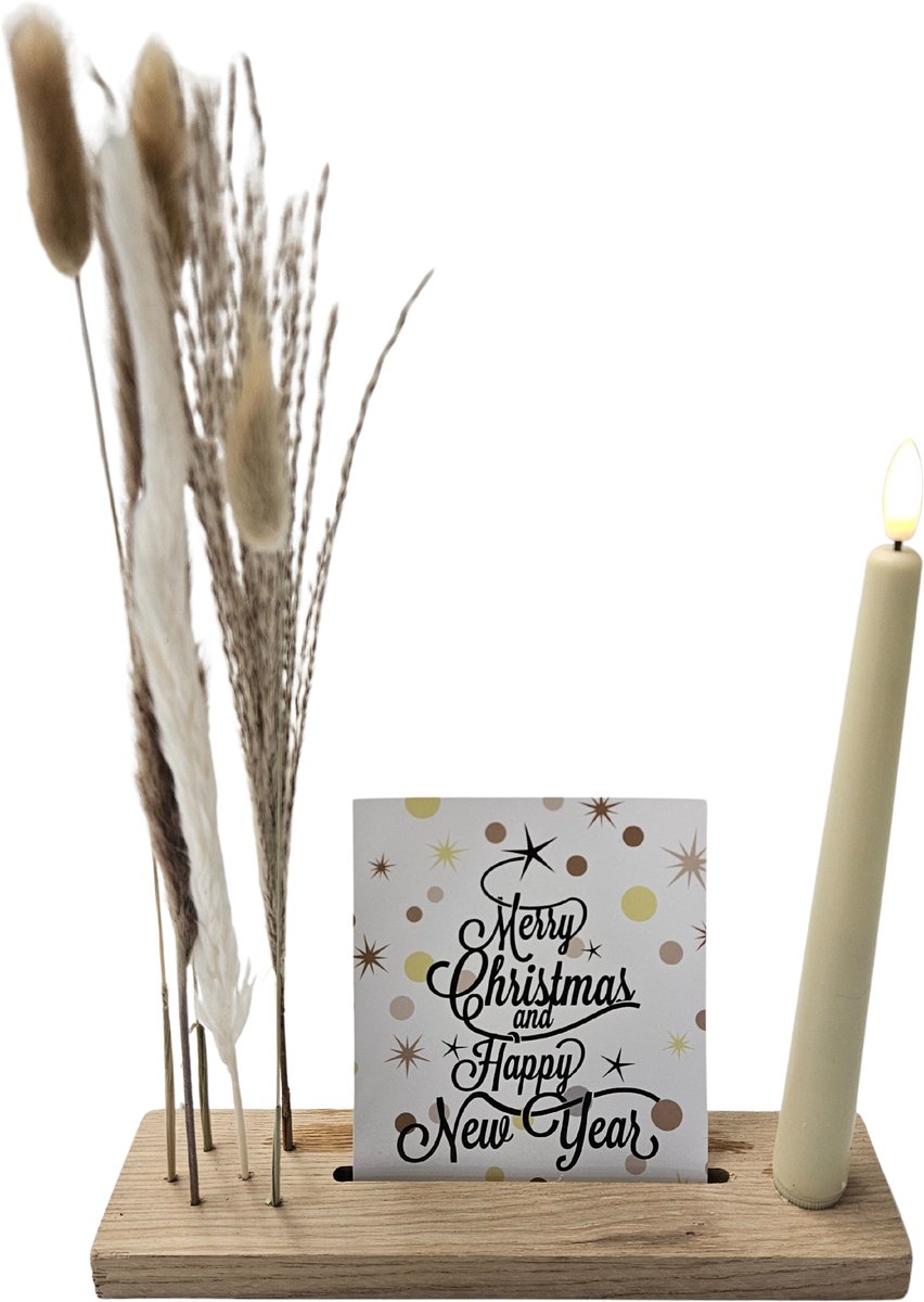Droogbloemen Pakket | Kaarthouder met droogbloemen, kaars en geurstokjes | Wenskaart 'You 