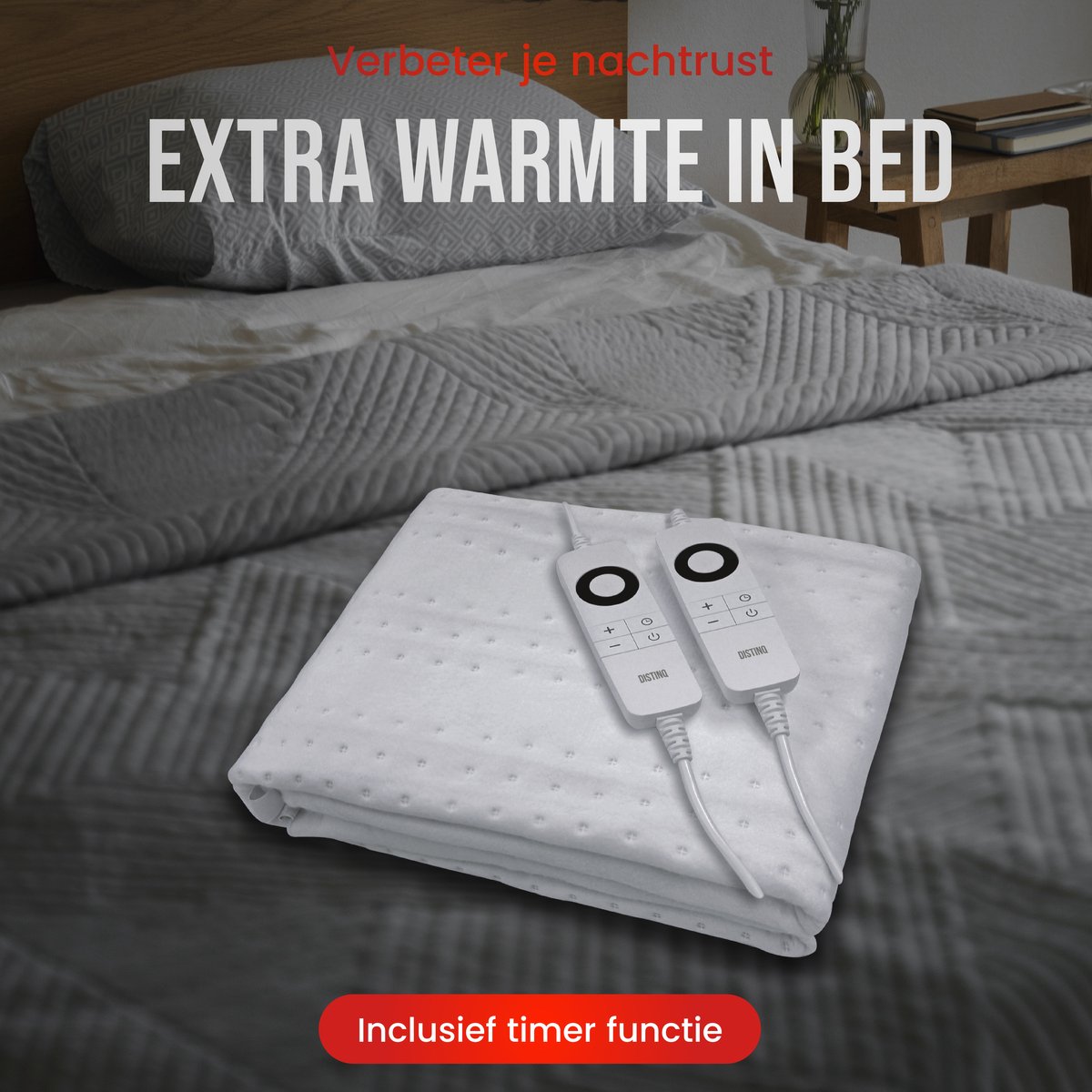 DistinQ Elektrische Onderdeken dubbel 100 Watt - 160x140 cm - tweepersoons - Automatische Uitschakeling - Oververhittingsbescherming - 5 Standen - onderdeken Wit – foto 8