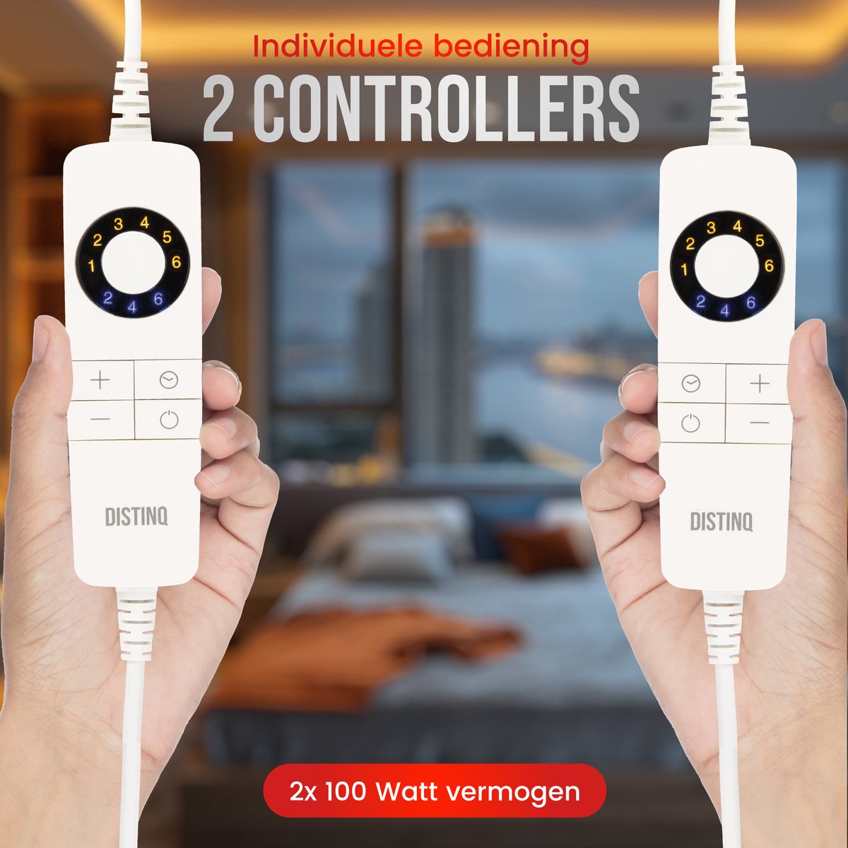 DistinQ Elektrische Onderdeken Dubbel 100W 160x140cm Wit - afbeelding 3